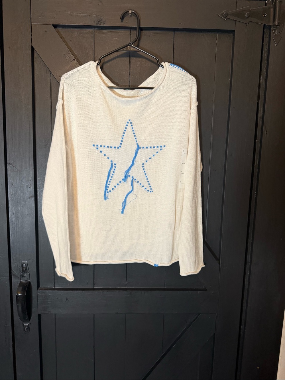 wild fable Cream Sweater with Blue Star Detail
